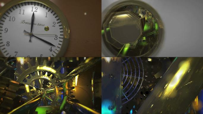 怀表和金齿轮动画三维模型工作原理钟表