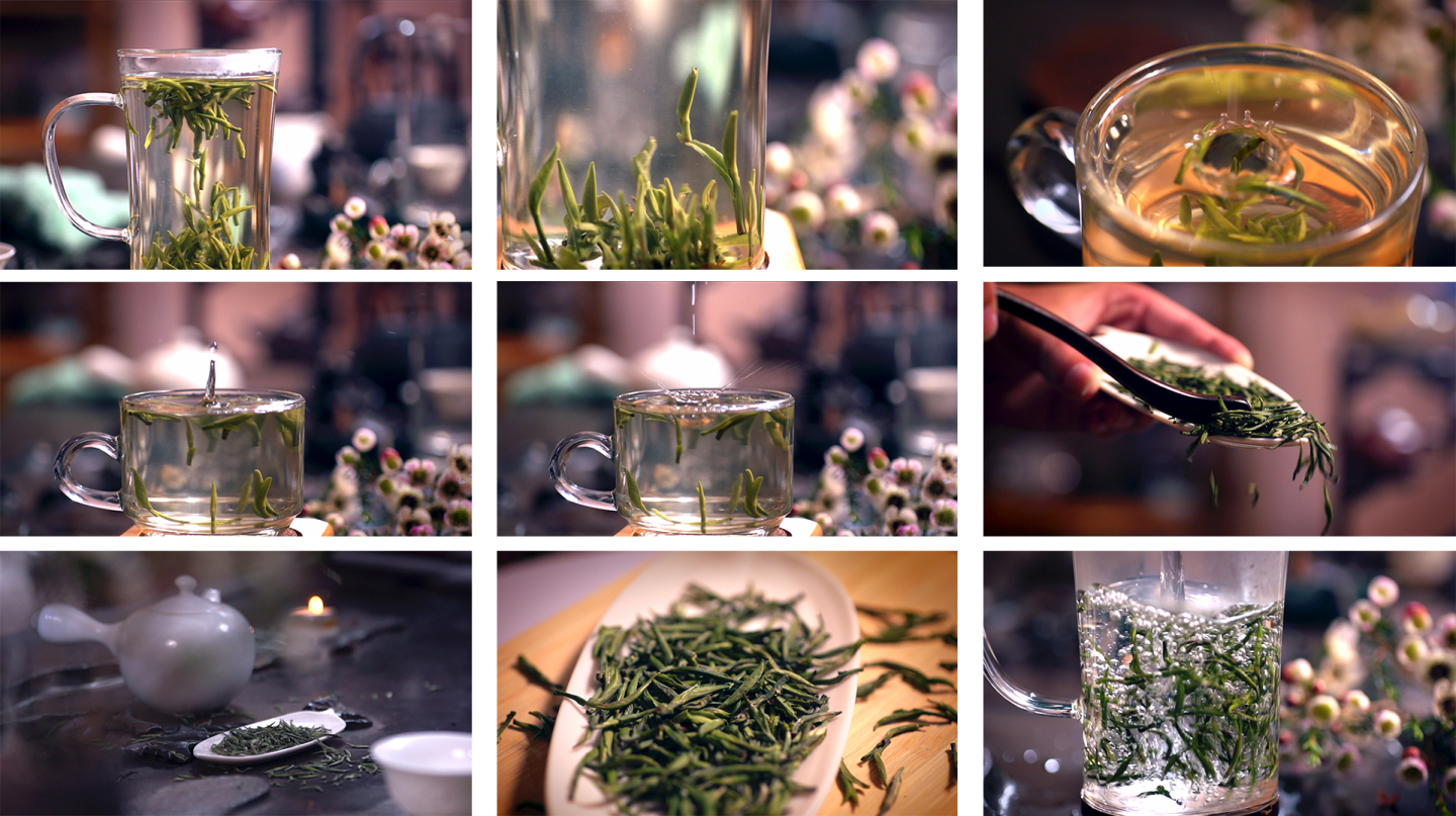 绿茶泡茶茶叶茶茶道茶杯广告宣传片素材