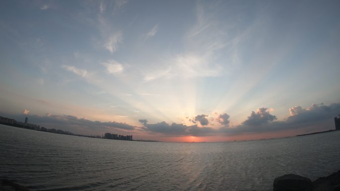 海上日落 海湾日落 延时