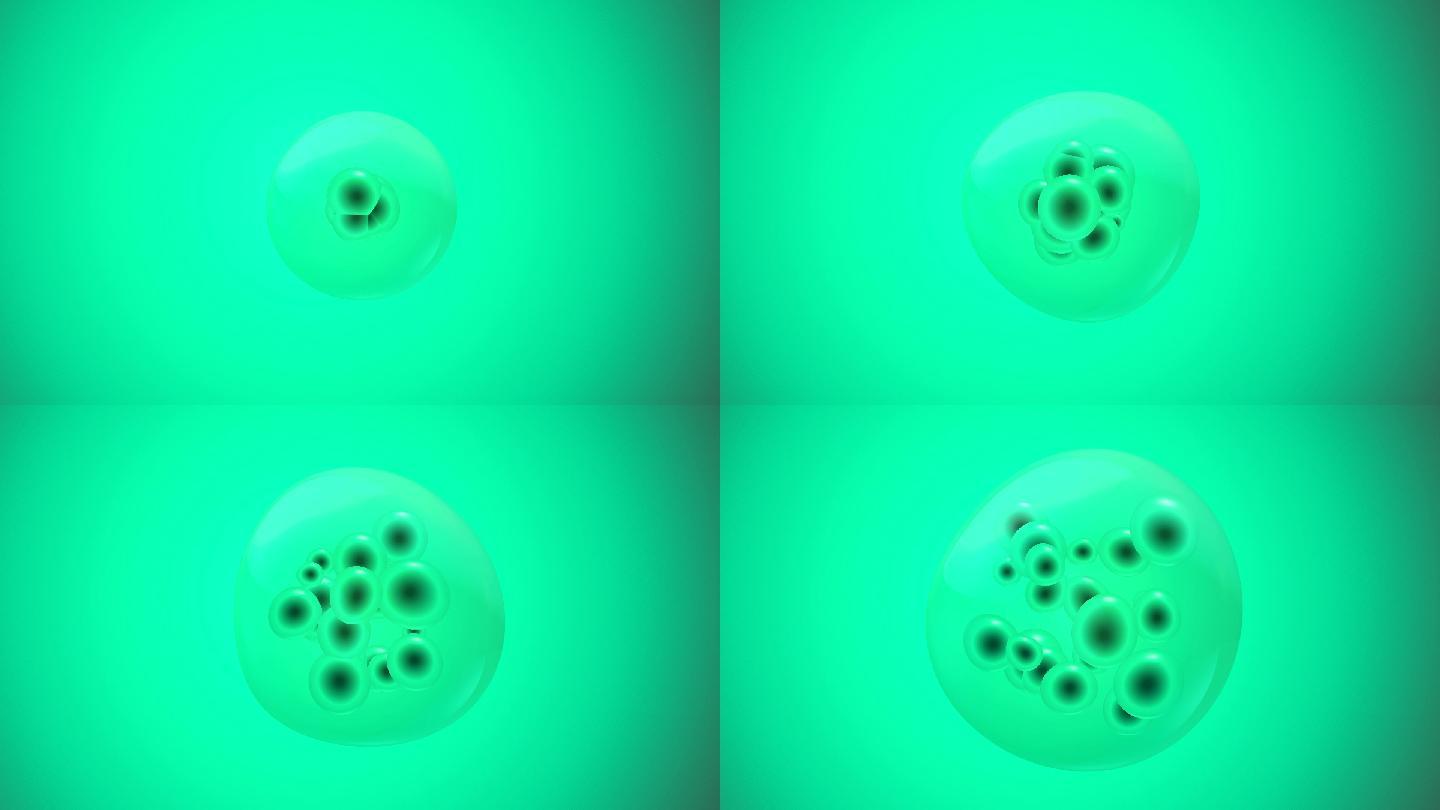绿色细胞增殖特效视频3D元素