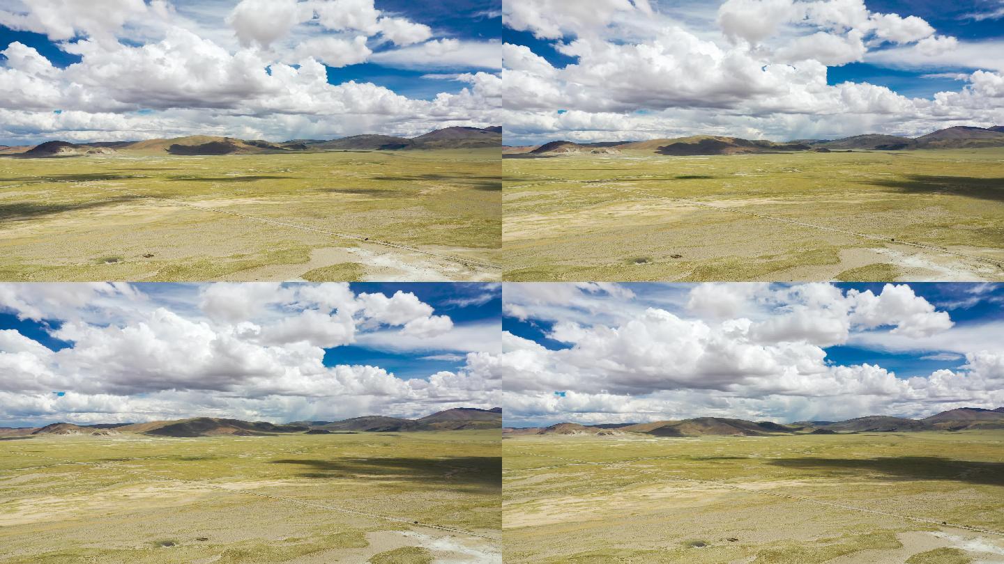 西藏阿里藏北大草原荒野航拍自然风光延时