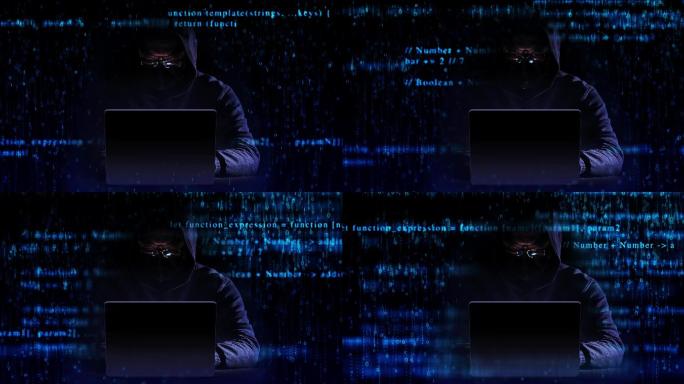 电脑黑客打字输入代码窃取网络安全机密犯罪