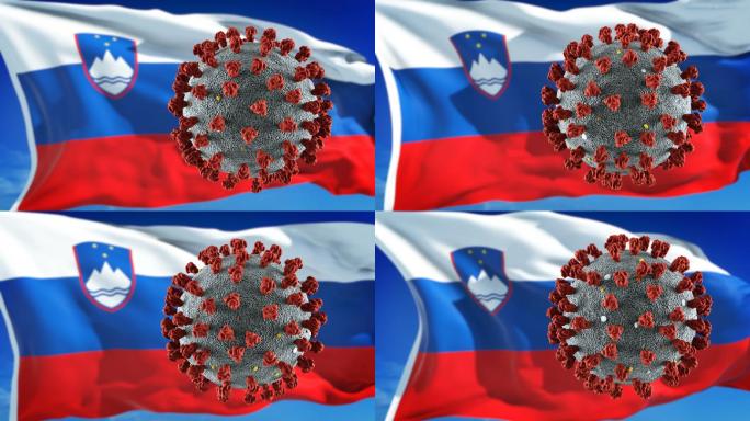 旗帜上的病毒动画斯洛文尼亚旗帜斯洛文尼亚
