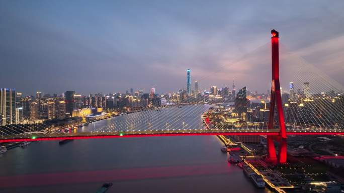 上海疫情封控下空荡的杨浦大桥2022