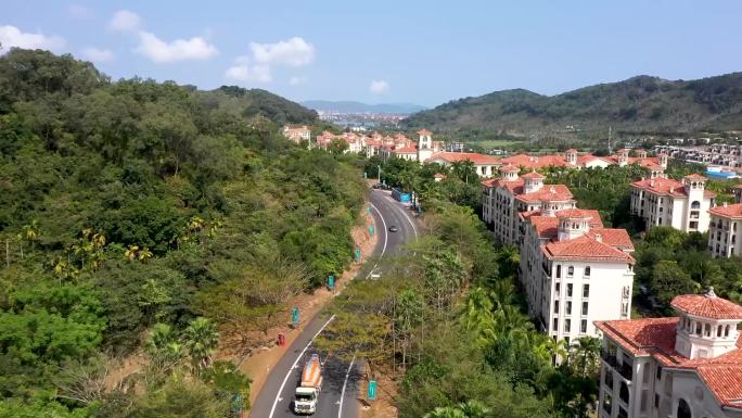 海南海景航拍海南风景公路椰林海岛