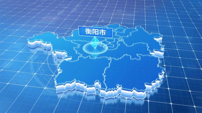 湖南衡阳市蓝色科技感定位地图