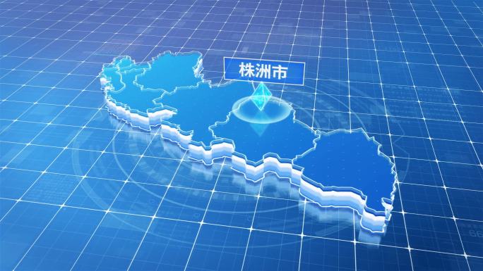 湖南株洲市蓝色科技感定位地图