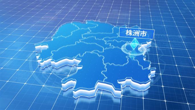 湖南株洲市蓝色科技感定位地图