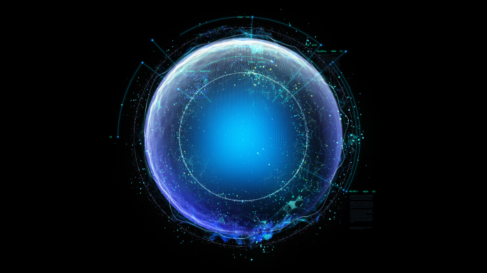 蓝色粒子泡泡科技圆环能量球视频素材