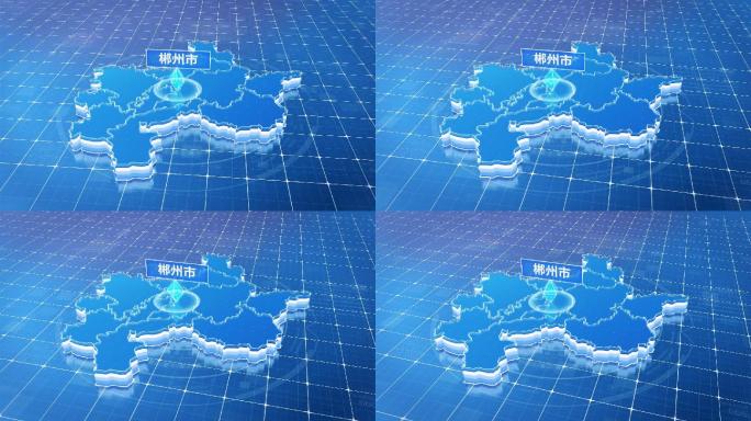 湖南郴州市蓝色科技感定位地图
