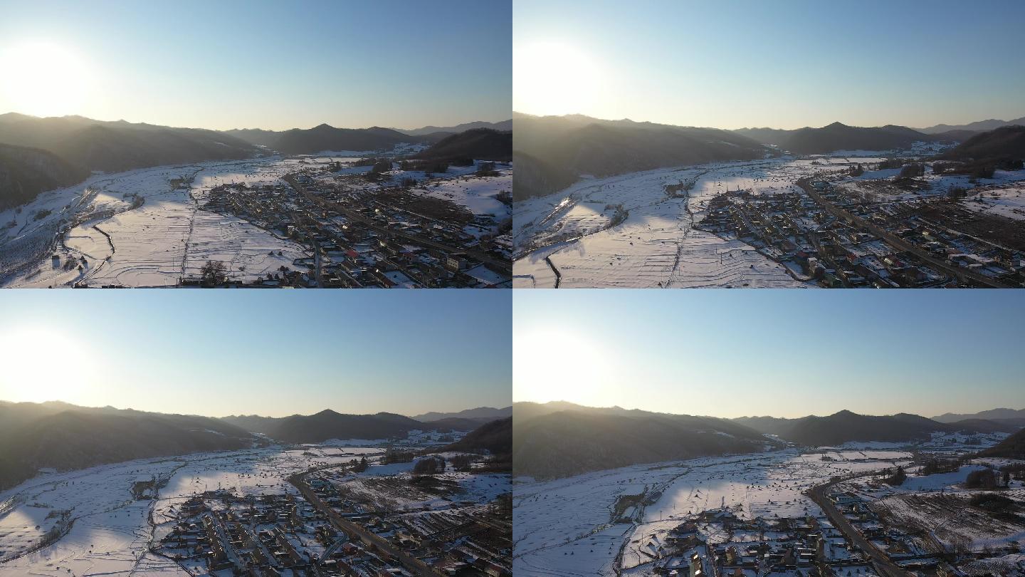 农村航拍雪景