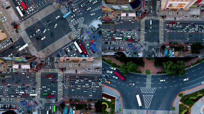 城市航拍 长春 车流 人流