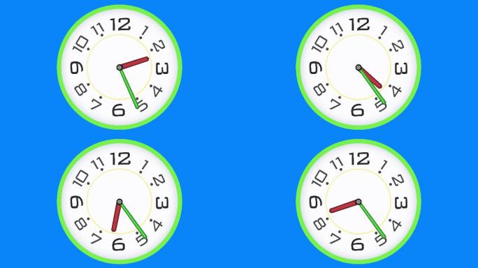 蓝色背景前的时钟时针时间流逝钟表