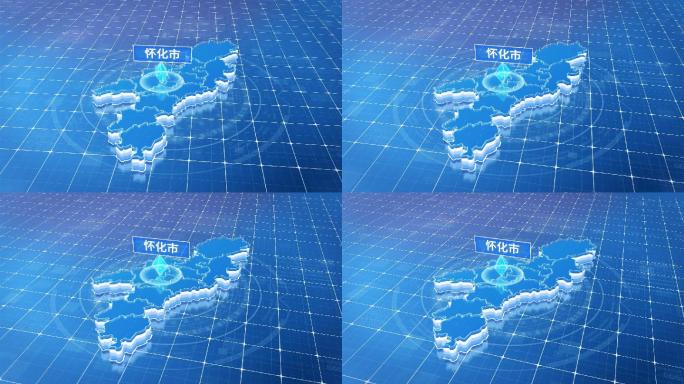 湖南怀化市蓝色科技感定位地图