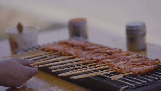 BBQ烧烤骨肉相连特写