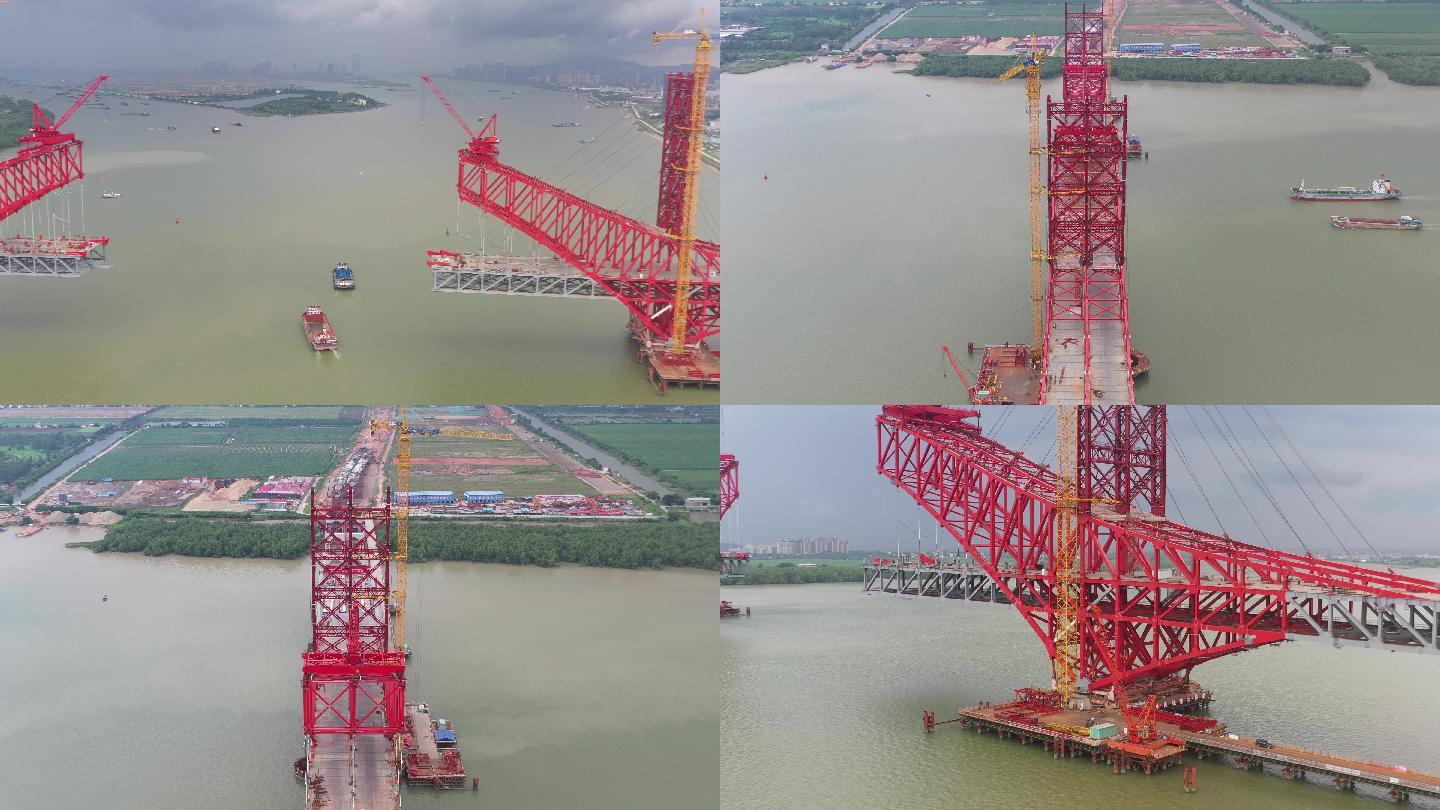 航拍建设中的明珠湾大桥