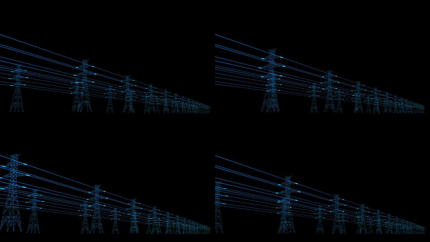 4K光影高压电塔通道循环