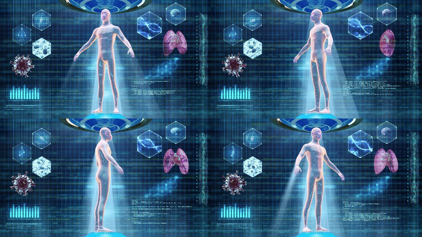 人体医学扫描真菌感染器官动画医疗模型