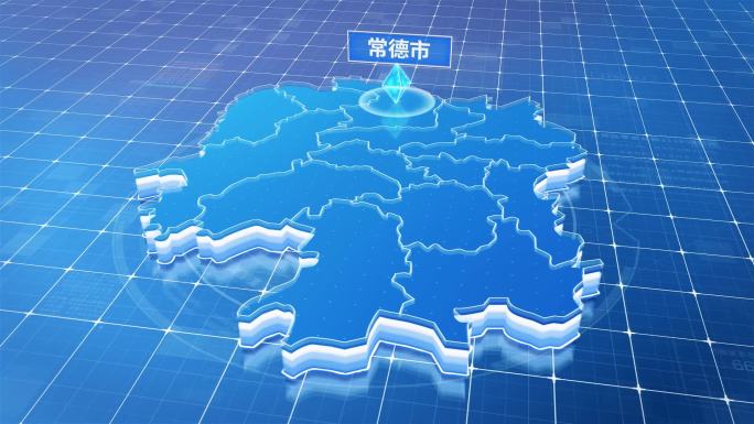 湖南常德市蓝色科技感定位地图