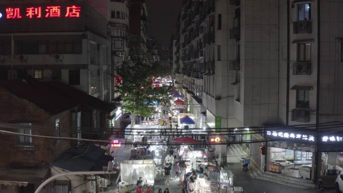 4K-Log-航拍湖北武汉保成路夜市