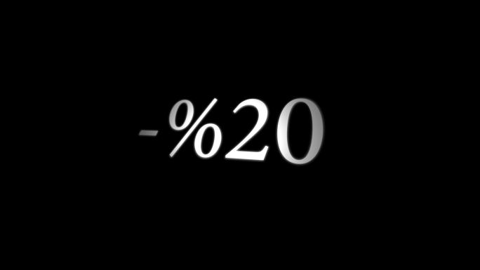 黑色背景前的数字20%数据动画百分比