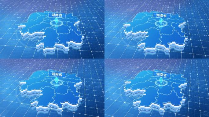 湖南省蓝色科技感定位地图ae模板