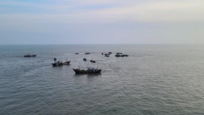 渤海海上作业渔船4K