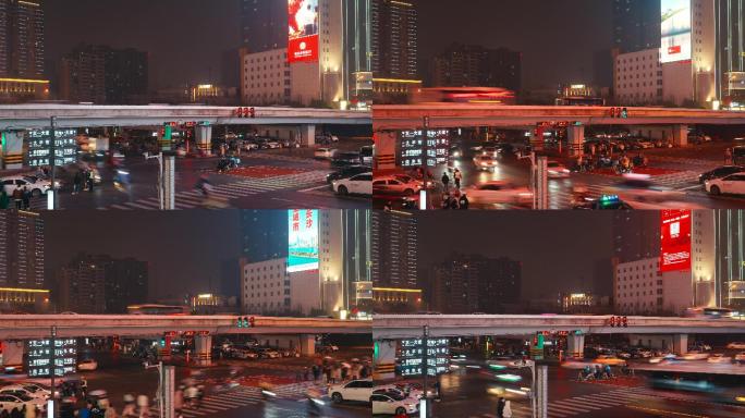 长沙五一大道十字路口延时摄影