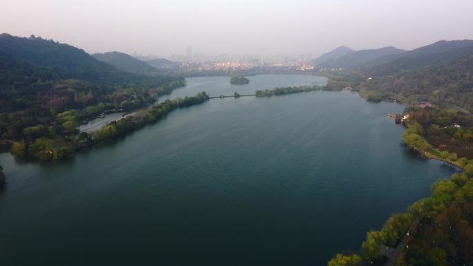 杭州 城市 湘湖航拍