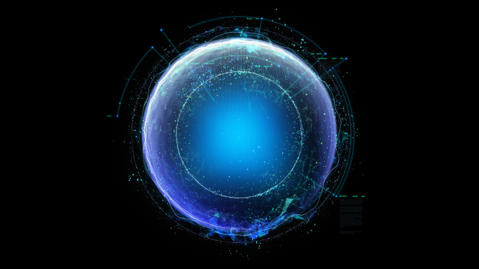 蓝色粒子泡泡科技圆环能量球AE模板