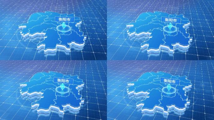 湖南衡阳市蓝色科技感定位地图ae模板