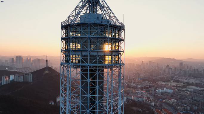 清晨黄昏城市航拍