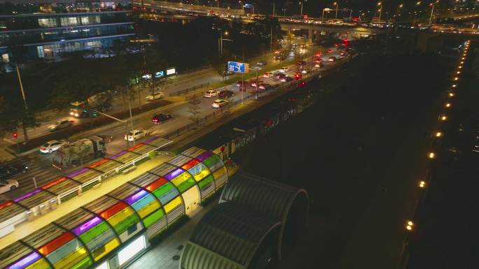广州珠江新城有轨电车航拍视频素材4K