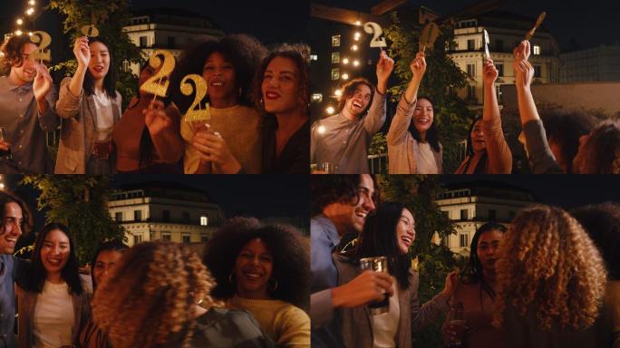 新年派对2022跨年朋友聚会欧美外国人种