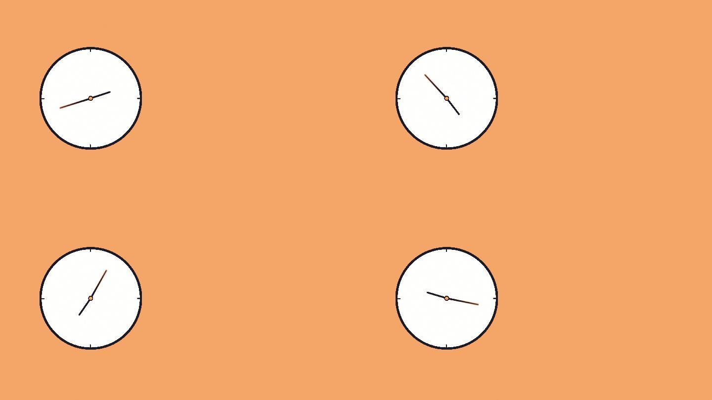 橙色背景前的时钟倒计时看时间闹钟