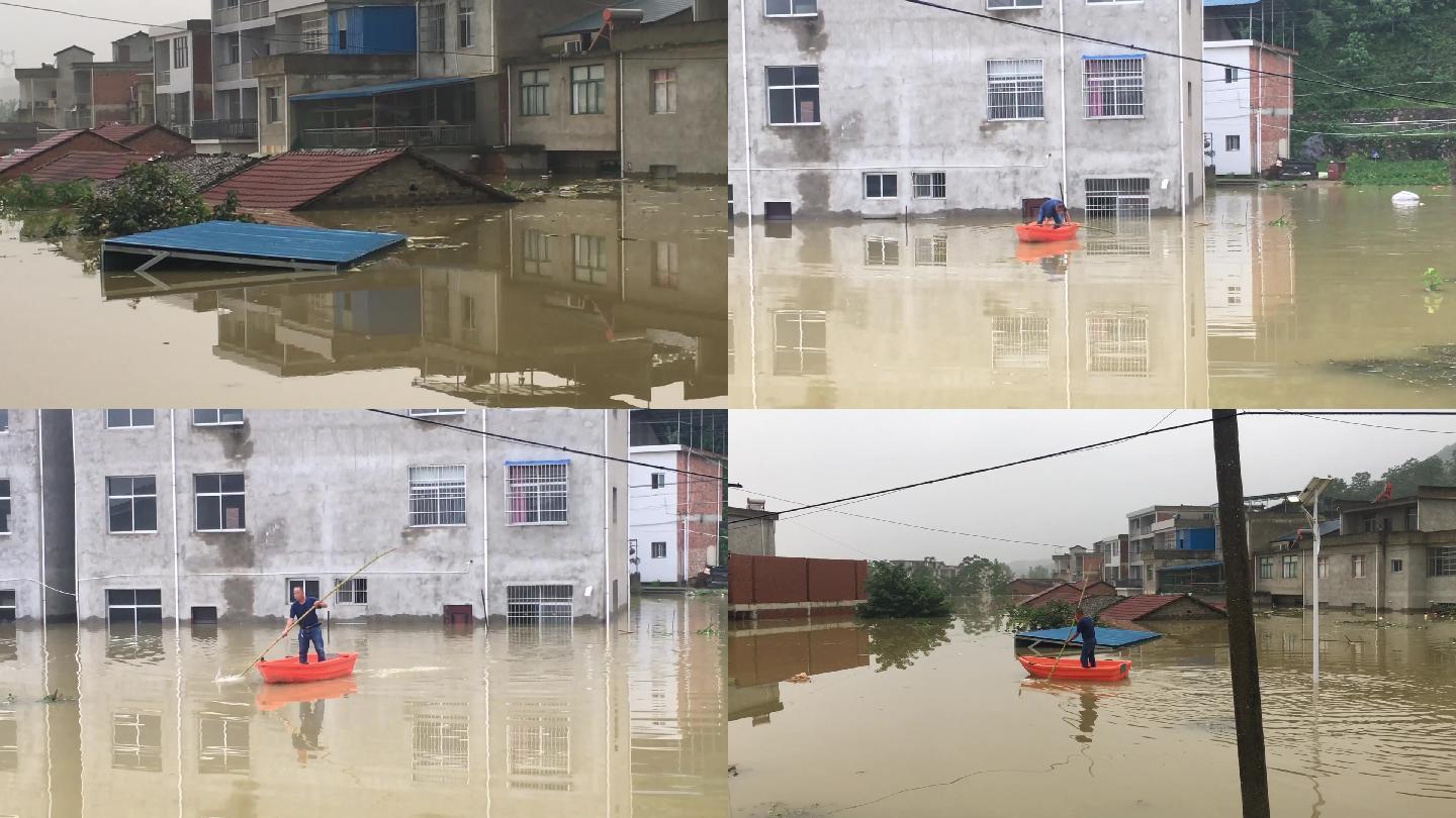 实拍房屋被洪水淹没