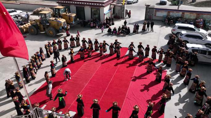 航拍西藏民族舞蹈