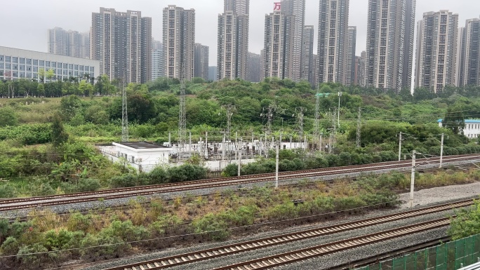 广西南宁铁路变压站铁道轨道高铁接触网送电