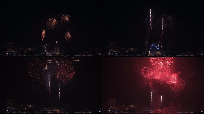 夜空中的烟花绽放美景