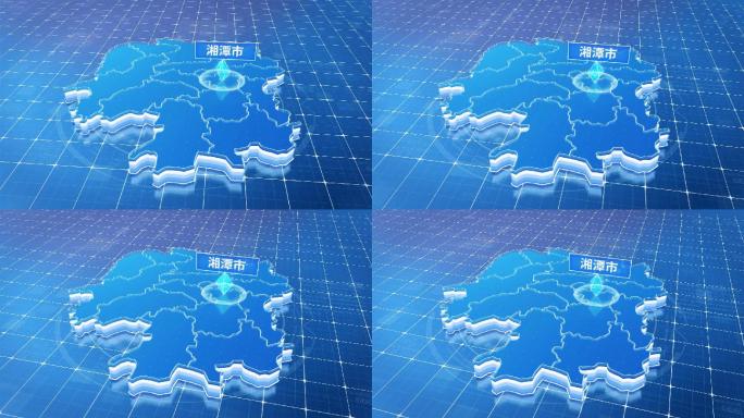 湖南湘潭市蓝色科技感定位地图