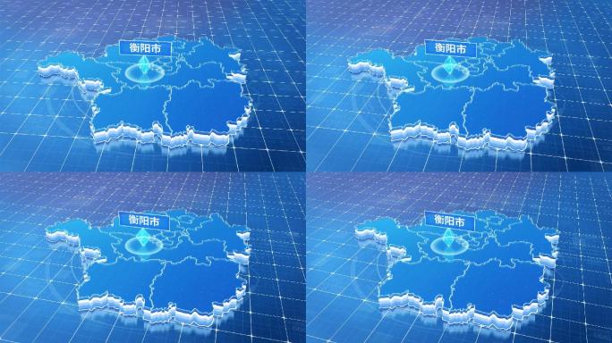 湖南衡阳市蓝色科技感定位地图ae模板