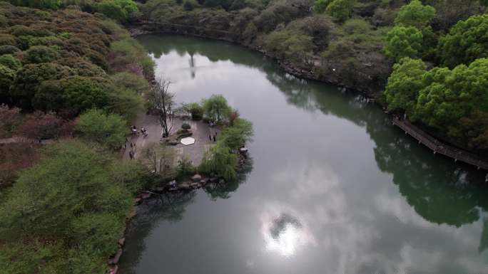 长沙市湖南省植物园航拍地面