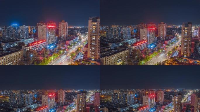 临淄区市立医院航拍延时摄影夜景