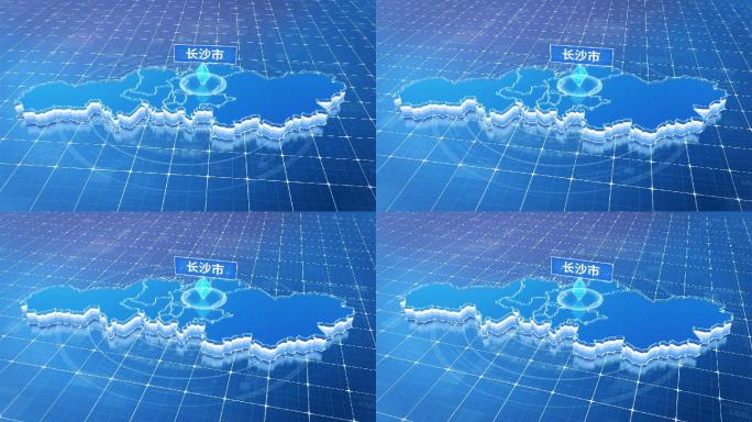 湖南长沙市蓝色科技感定位地图