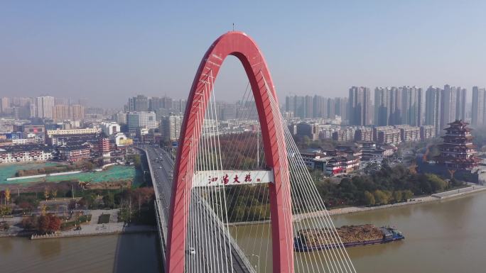 航拍宿迁泗阳大桥，泗阳大桥视频素材