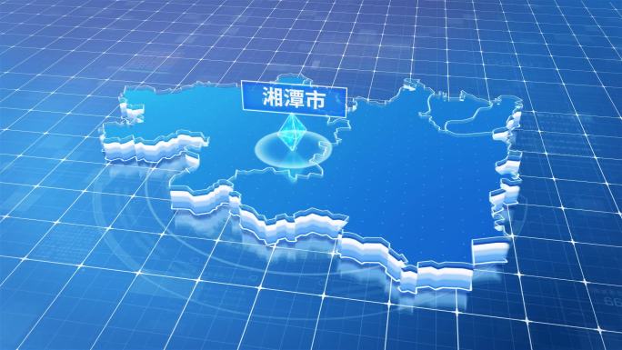 湖南湘潭市蓝色科技感定位地图