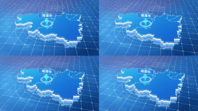 湖南湘潭市蓝色科技感定位地图