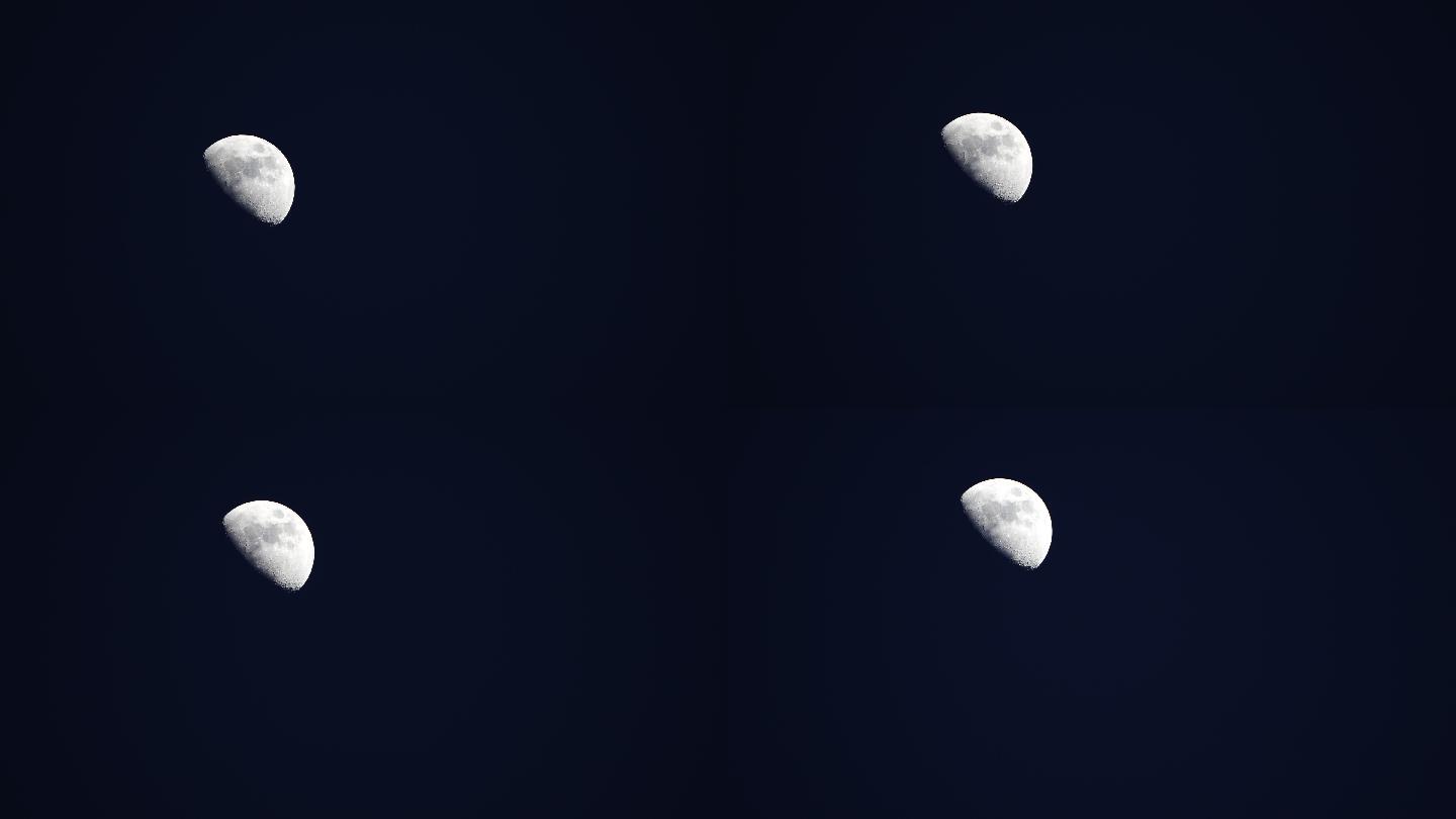 4K高清上弦月月亮