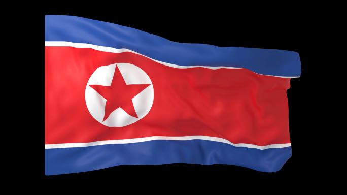朝鲜 朝鲜国旗飘 带Alpha通道