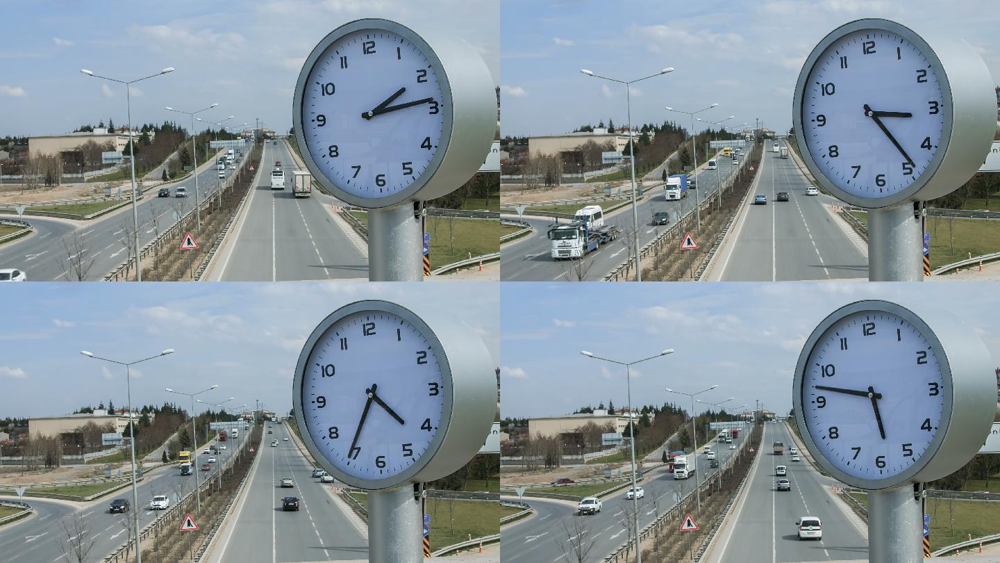 带时钟的高速公路时间流逝